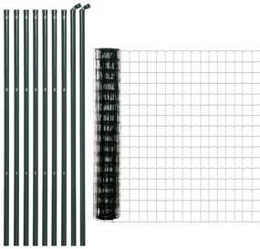 Outsunny Sârmă Sudată pentru Gard - Plasă 7,3L x 6,3l cm - Înălțime 2 m - Lungime 10 m - Stâlpi, Picioare de Forță Incluse - Oțel cu Acoperire din PVC Verde | Aosom Romania