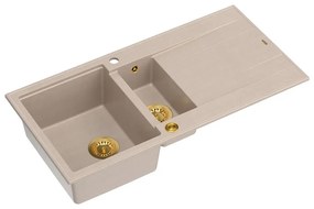 Chiuveta compozit incastrata Quadron Unique Evan 156 bej - auriu 100x50 cm