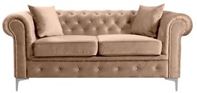 Canapea extensibilă de lux 2 locuri, stofă maro deschis Velvet, ROMANO