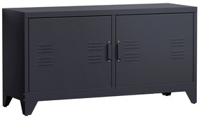 HOMCOM Suport TV banc televizor design industrial 2 dulapuri cu 2 rafturi reglabile treceri pentru cabluri structura otel negru | Aosom Romania