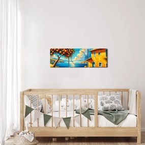 Tablou - Casă cu portocale II. (cu ceas) (90x30 cm)