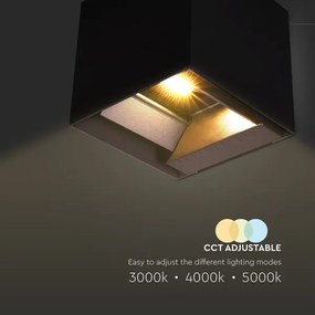LED lampă solară de perete cu senzor, 9W, 3,7V, 3000/4000/5000K, IP65, negru