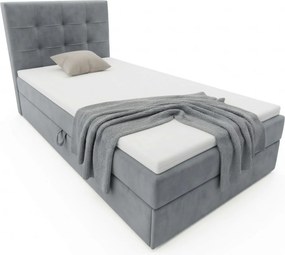 Pat tapițat boxspring DIRELIS TRINITY 90x200 cm gri Saltea: Saltea cu arcuri Bonell