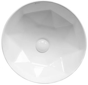 Lavoar pe blat alb lucios 40 cm, rotund, Fluminia Crystal