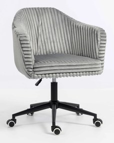 HR832K Scaun Gri Teddy Cord cu Bază Neagră