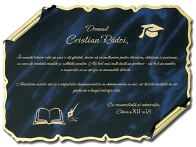 Placheta personalizata 15x20 cm albastra in cutie plus