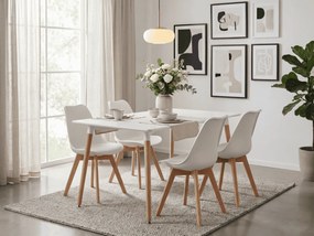 Set de dining 1 + 4, masa alba ADRIA 120x80 cm + scaun alb KITO