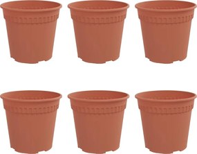 vidaXL Ghiveci rotund pentru flori 6 pcs Roșu cărămidă Ø 17 x 14 cm