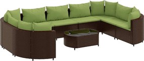 vidaXL Set canapele de grădină cu perne, 10 piese, maro, poliratan
