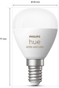 SET 2x bec LED RGBW dimabil Philips Hue WACA P45 E14/5,1W/230V