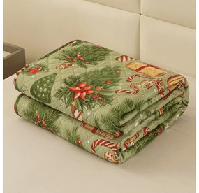 Cuvertura de pat cu model CADOURI DE CRACIUN, verde Dimensiune: 220 x 240 cm