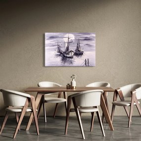 Tablou - Port marin, pictură în ulei (90x60 cm)