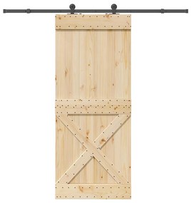 vidaXL Ușă glisantă cu set de feronerie 95x210 cm, lemn masiv de pin