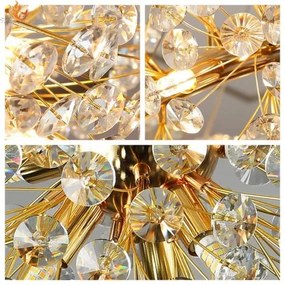 Lustra LED Pendul Elit's Tessa 40 cm, Cristal, Gold