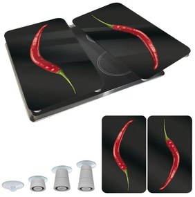 Set 2 protecții din sticlă pentru aragaz Wenko Peperoni, 52 x 30 cm