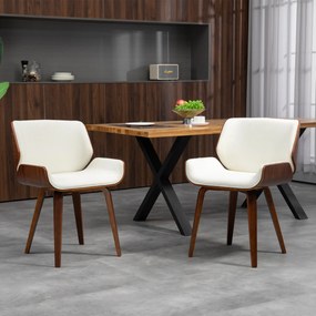 HOMCOM Set de 2 scaune pentru sufragerie stil vintage șezut tapițerie sintetică 51,5 x 53 x 79,5 cm alb maro | Aosom Romania