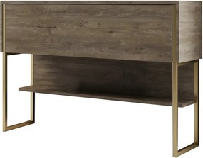 Consola LUXE, stejar canyon/auriu, PAL melaminat/metal, 120x30x80 cm
