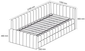Pat tapitat COMFINO VELVET cu pat suplimentar 120x200 cm, verde inchis