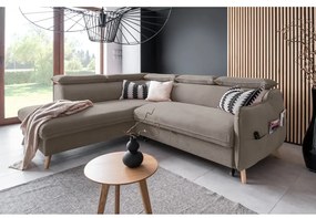 Colțar maro deschis extensibil cu tapițerie din catifea (cu colț pe partea stângă ) Sweet Harmony – Miuform