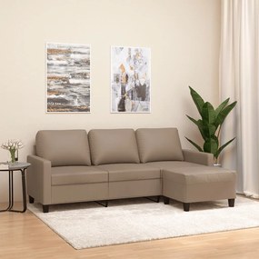 3201028 vidaXL Canapea cu 3 locuri / taburet cappuccino 180 cm piele ecologică