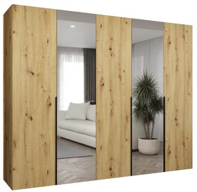 Dulap de haine 250 cm Alice 2 (Stejar artisan + Negru). 1126179