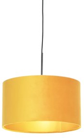 Lampă suspendată cu abajur din catifea ocru cu auriu 35 cm - Combi