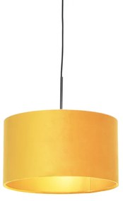 Lampă suspendată cu nuanță de velur ocru cu aur 35 cm - Combi