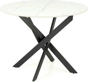 Masa EDGAR 2, alb/negru, ceramica/metal, 100x100x76 cm
