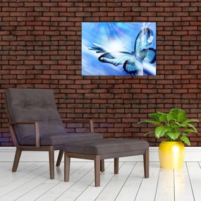 Tablou pe sticlă - Fluture, simbolul speranței (70x50 cm)