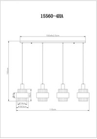 Lustră pe cablu Globo 15560-4HA MILLEY 4xE27/60W/230V