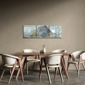 Tablou - Piramide în filtru albastru (cu ceas) (90x30 cm)
