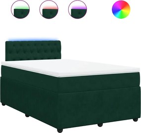 vidaXL Pat box spring cu saltea, verde închis, 120x200 cm, catifea