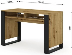 Masă PC Montana (Stejar artisan + Negru). Promo -7%. 1124956