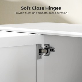 HOMCOM Mobilier de Sufragerie, Credență cu 2 Sertare și 3 Dulapuri cu Rafturi Reglabile, Comodă cu Picioare din Pin pentru Sala de Mese și Bucătărie, 120x38x86 cm, Alb | Aosom Romania