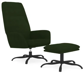 3097839 vidaXL Scaun de relaxare cu taburet, verde închis, catifea
