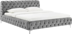 Pat elegant tapitat cu catifea gri MODERN BAROCK 180x200cm A-46162 VC