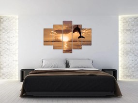 Tablou - Delfin la apus de soare (150x105 cm)