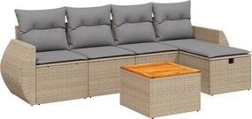vidaXL Set canapele de grădină, 6 piese, cu perne, bej, poliratan