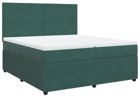 3292427 vidaXL Pat box spring cu saltea, verde închis, 200x200 cm, catifea