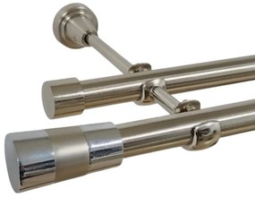 Galerie dubla fara inele valeo crom 19 mm inox (Alege marime: 120 cm)