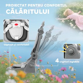 AIYAPLAY Tricicletă Copii 6 în 1, Cărucior și Bicicletă, 1-5 Ani, Max. 25 kg, Pliabilă cu Scaun Rotativ, Copertină, Gri | Aosom Romania