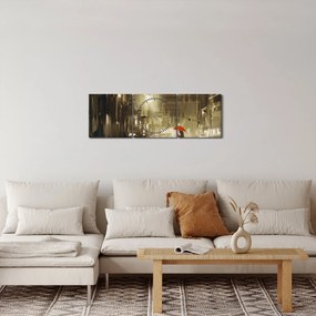 Tablou - Femeie într-o noapte ploioasă (cu ceas) (90x30 cm)