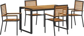 vidaXL Set de masă pentru grădină 5 pcs Negru și Maro poliratan