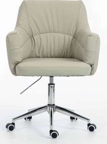 HR840K Scaun Culoarea Inului Piele Ecologica Premium Soft cu Bază Cromata