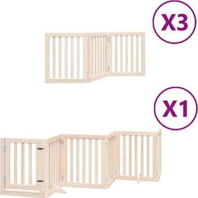 vidaXL Poartă de câini pliabilă cu ușă, 15 panouri, 750 cm, lemn plop