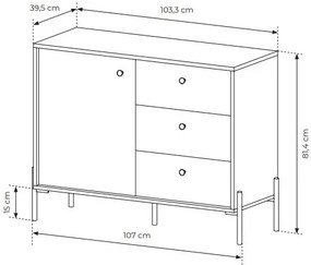 Comodă Scandia D3S (Stejar scandi + jedlička scandi). 1071388