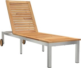 vidaXL Șezlong Ulei Natural 205 x 53 x 100 cm Lemn solid de tec