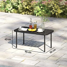 Outsunny Masă de cafea pentru exterior, masă metalică dreptunghiulară rezistentă la intemperii pentru patio cu blat tip lamele pentru exterior | Aosom Romania