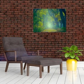 Tablou pe sticlă cu drum dea lungul cu copaci (70x50 cm)