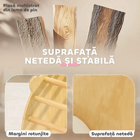 AIYAPLAY Arc Montessori 3 în 1 pentru Copii de 18-48 Luni, Structură de Cățărare, Măsuță și Balansoar cu Pernă | Aosom Romania